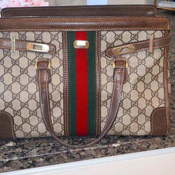 VERY RARE~GUCCI~OPHIDIA~SHERRY LINE~LIMITED EDITION/ TURN/KEY LOCK/TOTE/HANDBAG - Picture 6 of 14